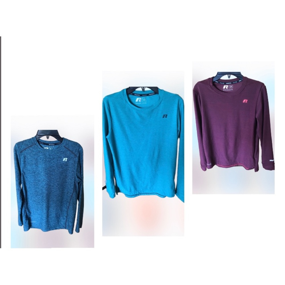 Russell Athletic 3 Pairs Dri-Power 360 Boys' Long Sleeve Heather Shirts